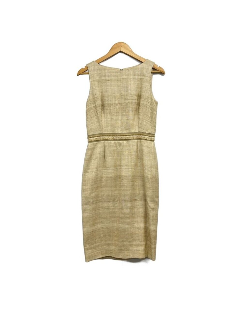 Dior Dress US 6 Beige Sleeveless Knee-length Silk Hemp